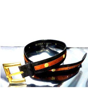 Vintage ESCADA Suede Leather - Gold Toned Hardware Luxury Fashion Belt - Size 42